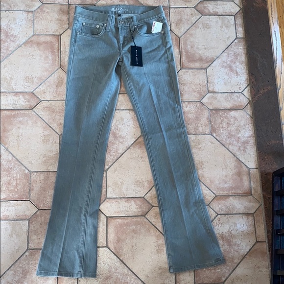 🆕 $340 Ralph Lauren Gray Trouser Jeans 26 Bootcut Y2K Low Rise - Picture 2 of 8